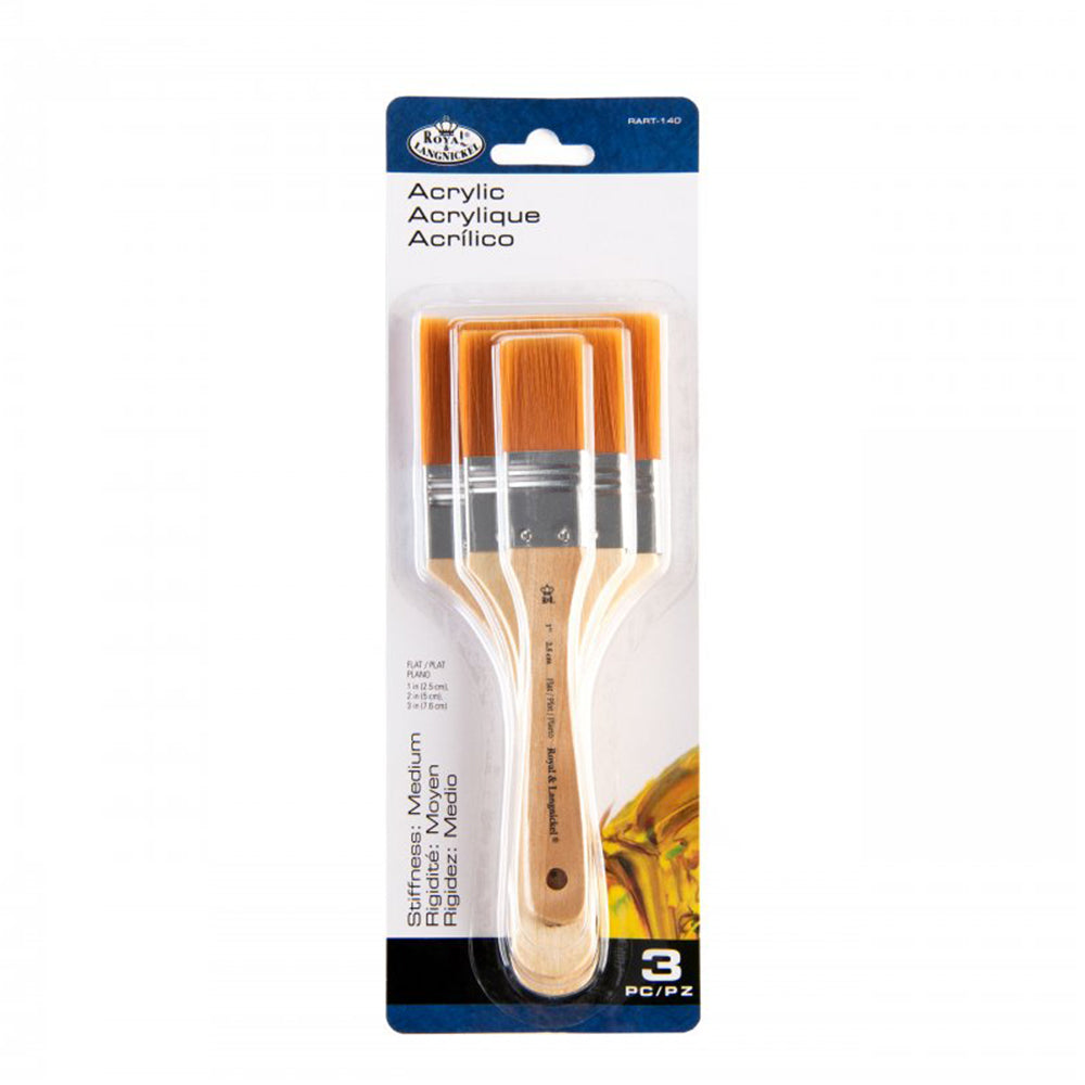 Kwastenset 3-delig Royal & Langnickel recht afgesneden Gold Taklon haren