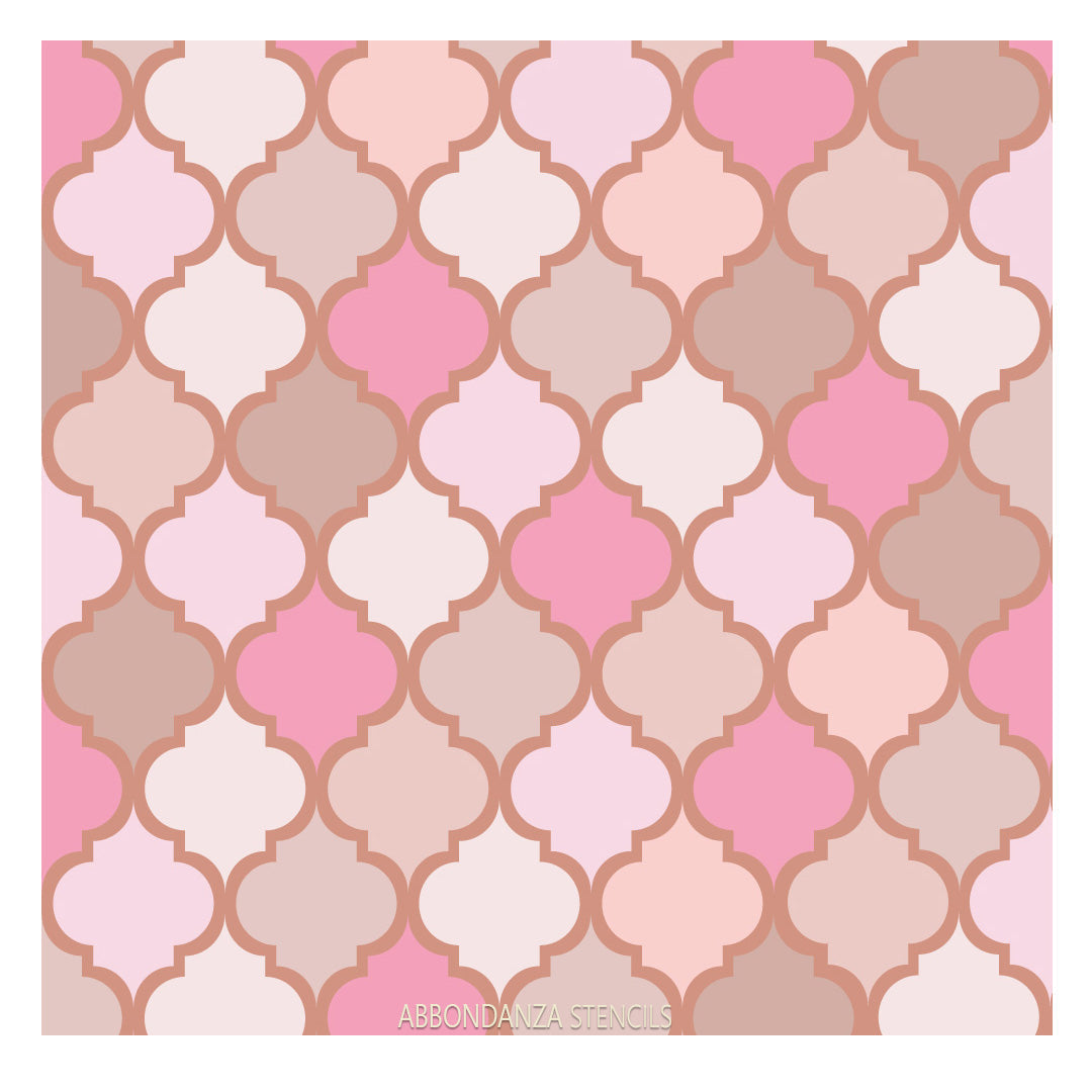 Stencil Moroccan Trellis pink-brown