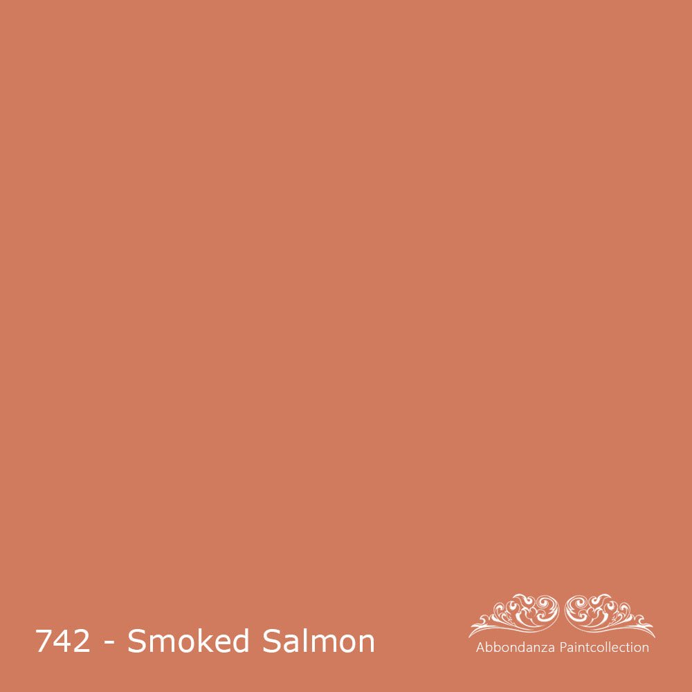 Kleurstaal handgeschilderd met Abbondanza krijtverf Smoked Salmon 742