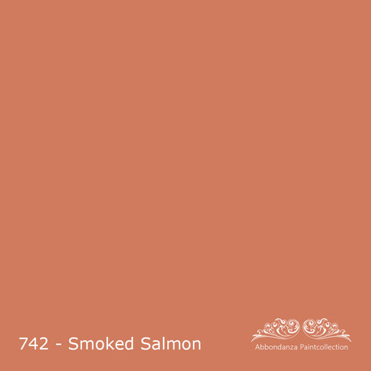 Kleurstaal handgeschilderd met Abbondanza krijtverf Smoked Salmon 742