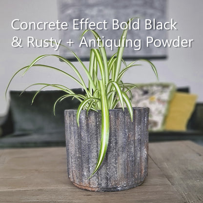 Pot in Bold Black Conrete Effect