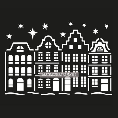 Stencil Kersthuisjes
