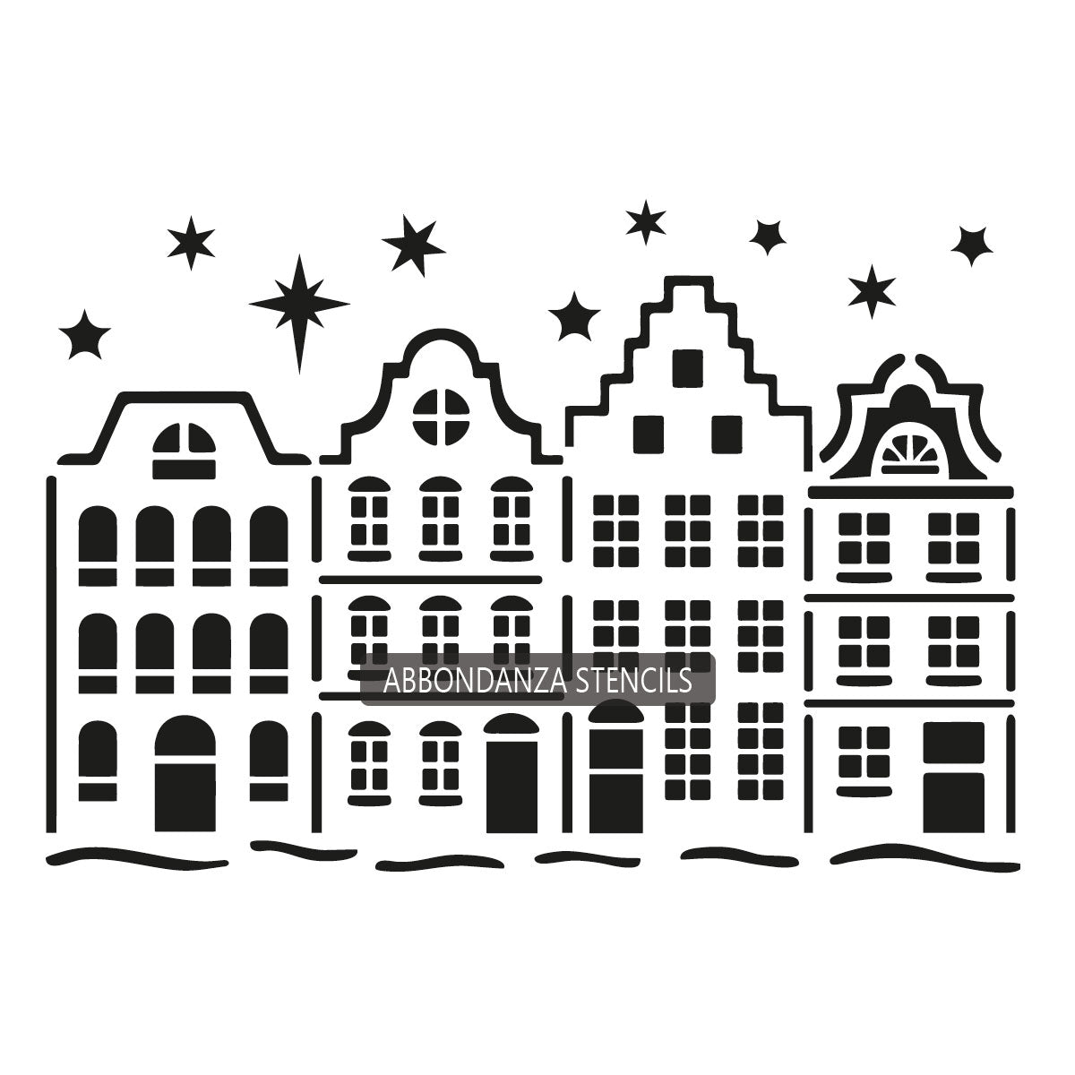 Stencil Kersthuisjes