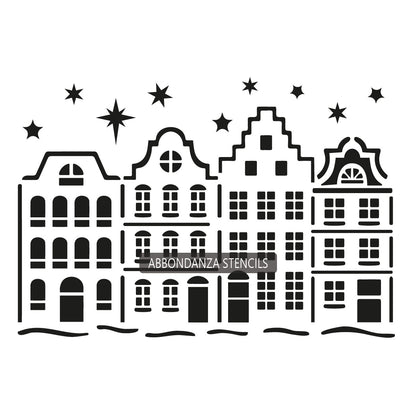Stencil Kersthuisjes
