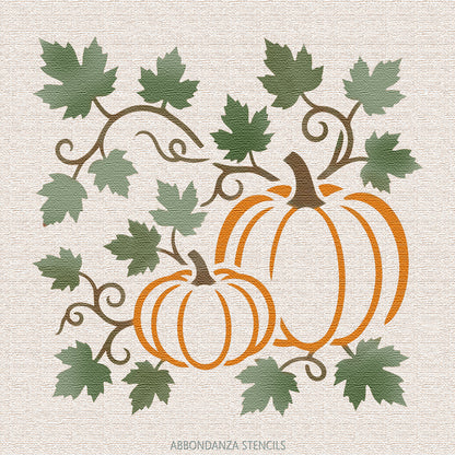 Stencil Pumpkin & Leaves pompoen sjabloon