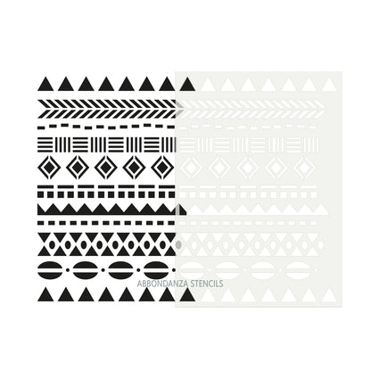 Stencil Tribal Borders overlappend aanbrengen