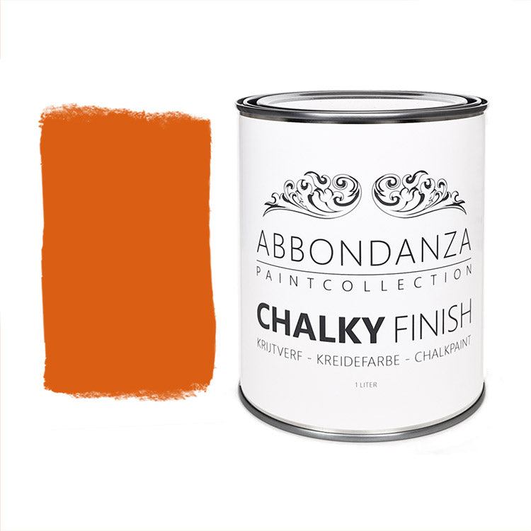 Abbondanza Rusty Orange. Let op: deze kleur dekt minder goed, reken dus op meer lagen dan gebruikelijk. 