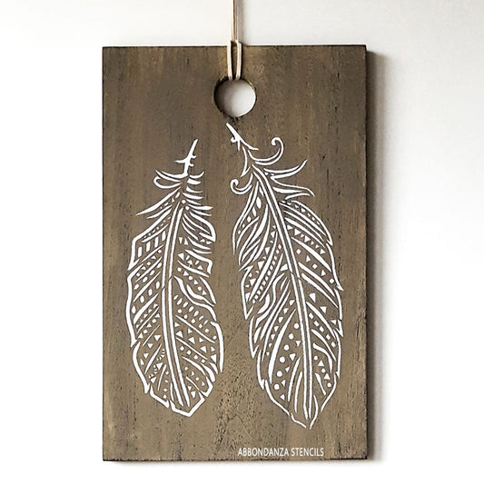 Stencil Boho Feathers