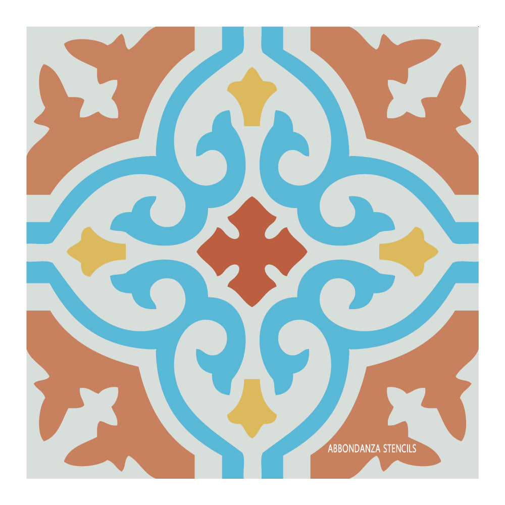 Abbondanza stencil Tile Azul